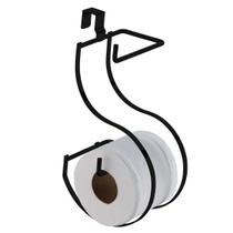 Suporte Porta Papel Higiênico Duplo Para Caixa Acoplada Banheiro Preto Fosco - 1096PT Future