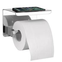 Suporte Porta Papel Higiênico Inox De Parede Banheiro Apoio Para Celular Objeto