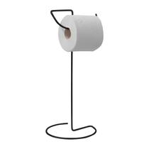 Suporte Porta Papel Higiênico Meia Lua de Chão - Preto