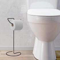 Suporte Porta Papel Higiênico Meia Lua de Chão Preto Plug Lar Organização e Estilo para Banheiro