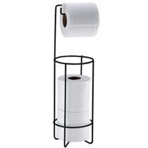 Suporte Porta Papel Higiênico Triplo Aramado De Chão Banheiro Preto Fosco - 1051PT Future Suporte Porta Papel Higiênico Triplo Aramado De Chão Banheiro Preto Fosco - 1051PT Future