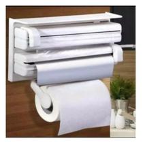 Suporte Porta Papel Toalha Rolo Alumínio Filme Branco Rosado - Triple Dispenser Paper