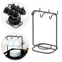 Suporte Porta Pires E Xícara De Café Menor Preto Fosco Bancada Pia Future