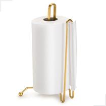 Suporte Porta Rolo De Papel Toalha Aço Vertical de Mesa Cozinha Dourado Arthi