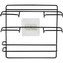 Suporte Porta Rolos Papel Alumínio Toalha e Filme PVC de Parede Fixação por Adesivo Preto Utimil Suporte Porta Rolos Papel Alumínio Toalha e Filme PVC de Parede Fixação por Adesivo Preto Utimil