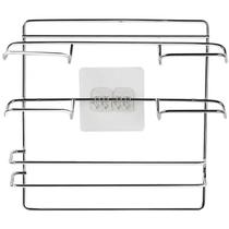 Suporte Porta Rolos Papel Alumínio Toalha e Filme PVC Sem Furos Adesivo para Parede Cromado Utimil