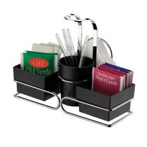 Suporte porta sachê açúcar chá colher guardanapo preto