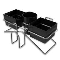 Suporte Porta Sachês de Café Chá Açúcar e Colheres Preto com Prata Stolf