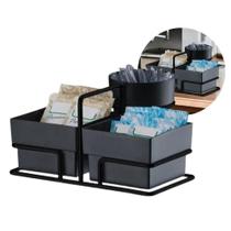 Suporte Porta Saches Preto Fosco Café De Mesa Sachês Açúcar Preto Suporte Porta Saches Preto Fosco Café De Mesa Sachês Açúcar Preto