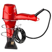 Suporte Porta Secador de Cabelo Parede Aço Cromado Resistente Banheiro Suporte Porta Secador de Cabelo Parede Aço Cromado Resistente Banheiro