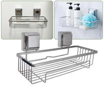 Suporte Porta Shampoo Banheiro Cromado Parede Box Ventosa Suporte Porta Shampoo Banheiro Cromado Parede Box Ventosa