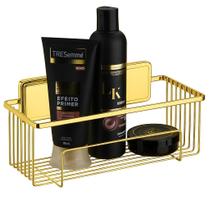 Suporte Porta Shampoo Organizador Banheiro Box Aramado Aplicação Fita Dupla Face Sem Furo Dourado Future Suporte Porta Shampoo Organizador Banheiro Box Aramado Aplicação Fita Dupla Face Sem Furo Dourado Future