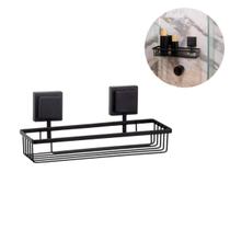 Suporte Porta Shampoo Prateleira Dupla Face 3M Aço Sem Furos Cor:Preto Suporte Porta Shampoo Prateleira Dupla Face 3M Aço Sem Furos Cor:Preto