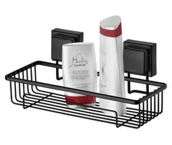 Suporte Porta Shampoo Prateleira Ventosa Parede Banheiro Preto Fosco - 8050PT Future Suporte Porta Shampoo Prateleira Ventosa Parede Banheiro Preto Fosco - 8050PT Future