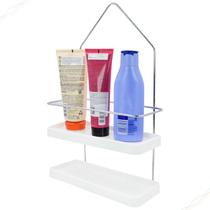 Suporte Porta Shampoo Sabone Duplo com Base Plastica Para Banheiro Encaixa Registro Chuveiro