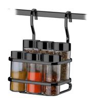 Suporte Porta Tempero Condimento 6 Potes De Barra Cozinha Onix Preto - 2808OX Future Suporte Porta Tempero Condimento 6 Potes De Barra Cozinha Onix Preto - 2808OX Future
