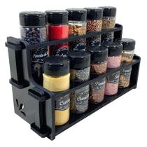 Suporte Porta temperos Condimentos 10 potes mdf cozinha organizador de temperos e ETIQUETAS