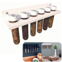 Suporte Porta Temperos Condimentos 6 Potes Parede Cozinha Essence Branco - Dicarlo Suporte Porta Temperos Condimentos 6 Potes Parede Cozinha Essence Branco - Dicarlo