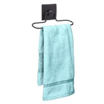 Suporte Porta Toalha Banheiro De Rosto Toalheiro Banheiro Lavabo Fixação Sem Furos Dupla Face 3M Preto Black Arthi