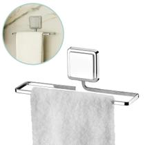 Suporte Porta Toalha Banheiro Lavabo Toalheiro Adesivo 3M Cromado