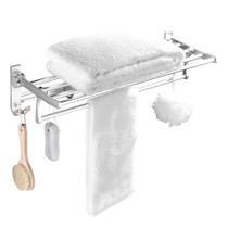 Suporte Porta Toalha Banho Ajustável Toalheiro Parede Banheiro C/ 5 Ganchos