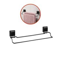 Suporte Porta Toalha Banho Duplo Para Parede Com Ventosa Aço