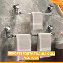 Suporte Porta Toalha Com Ventosa Retrátil Inox Giratória Banheiro Barra para Toalhas Extensível Suporte Porta Toalha Com Ventosa Retrátil Inox Giratória Banheiro Barra para Toalhas Extensível