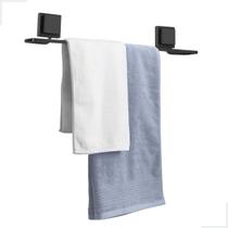 Suporte Porta Toalha de Banho Banheiro Sem Furo 3M Preto Suporte Porta Toalha de Banho Banheiro Sem Furo 3M Preto