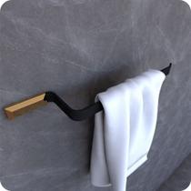 Suporte Porta Toalha De Rosto Parede Preto e Gold Empire