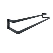 Suporte Porta Toalha Duplo 60Cm Toalheiro Preto Aluminio