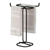 Suporte Porta Toalha Duplo Toalheiro Mão Rosto Pia Bancada Lavabo Banheiro Preto Fosco - 1177PT Future