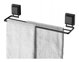 Suporte Porta Toalha Duplo Ventosa Preto Fosco 45cm Future