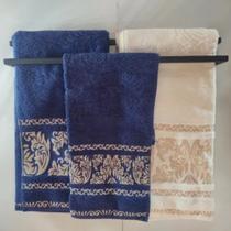 Suporte Porta Toalha Preto Toalheiro Duplo De Ferro Banheiro