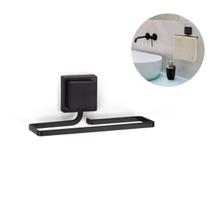 Suporte Porta Toalha Rosto Para Parede Sem Furos 3m Em Aço Preto Suporte Porta Toalha Rosto Para Parede Sem Furos 3m Em Aço Preto