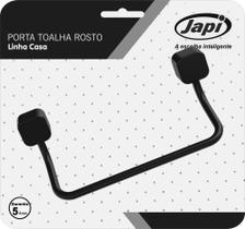 Suporte Porta Toalha Rosto Toalheiro Quadrado Preto Fosco Linha Casa