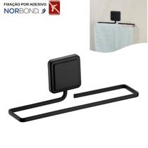 Suporte Porta Toalha Toalheiro 25cm Banheiro Adesivo Dupla Face Preto Fosco - 183PT Future