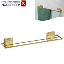 Suporte Porta Toalha Toalheiro Duplo 45cm Banheiro Adesivo Dupla Face Dourado - 184DO Future