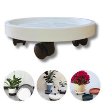 Suporte Porta Vasos De Plantas Botijão Gás Base Com Rodinha Giratória Branco Cinza