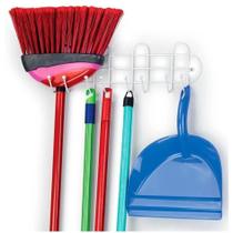 Suporte Porta Vassouras Rodo Aço Emborrachado Branco Arthi Acompanha Buchas e Parafusos