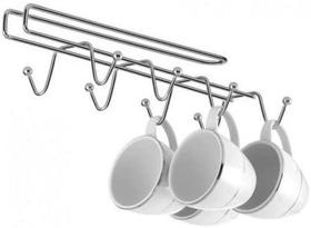 Suporte Porta Xicaras 8 Lugares Aço Cromado Para Armários Suporte Porta Xicaras 8 Lugares Aço Cromado Para Armários