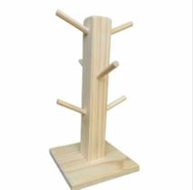 Suporte porta xícaras e canecas com 06 pinos madeira rústica