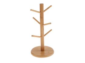 Suporte Porta Xícaras E Canecas Em Bambu Ecokitchen 6 Ganchos