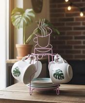 Suporte Porta Xicaras e Pires Rosa