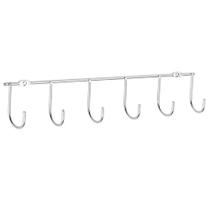 Suporte Porta Xícaras Lateral Cromado 6 Ganchos para Fixação em Móvel ou Parede