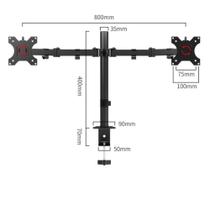 Suporte Portátil Com Dupla Montagem de Mesa Para Monitor Com Bandeja Para Notebook Tela de 17"-32"