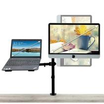 Suporte Portátil Com Dupla Montagem de Mesa Para Monitor Com Bandeja Para Notebook Tela de 17"-32"