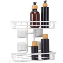 Suporte Prateleira Dupla Porta Shampoo Condicionador Sabonete Parede Banheiro Fixação Fita Adesivo 3M Sem Furos Branco Arthi Suporte Prateleira Dupla Porta Shampoo Condicionador Sabonete Parede Banheiro Fixação Fita Adesivo 3M Sem Furos Branco Arthi