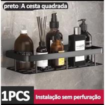 Suporte prateleira Shampoo Sabonete Banheiro Adesivo Parede Box Luxo Cor Preto alumínio quantidades:01 prateleira Suporte prateleira Shampoo Sabonete Banheiro Adesivo Parede Box Luxo Cor Preto alumínio quantidades:01 prateleira