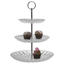 Suporte Prato Porta Doces Bolo Cupcakes Vidro 3 Andares Suporte Prato Porta Doces Bolo Cupcakes Vidro 3 Andares