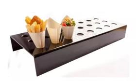 Suporte Preto Pizza Cones Temaki Canudos Folhado 24 Furos